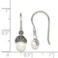 thumbnail image 3 of Primal Silver Sterling Silver Rhodium-plated Freshwater Cultured Pearl Marcasite Earrings, 3 of 5