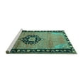 thumbnail image 2 of Ahgly Company Machine Washable Indoor Rectangle Medallion Turquoise Blue Traditional Area Rugs, 3' x 5', 2 of 4