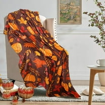 Fall Blanket 50x60inch, Pumpkin Maple Leaf Autumn Harvest Farmhouse Soft Warm Cozy Blanket, Fall Throw Blanket for Sofa Bedroom Chairs and More