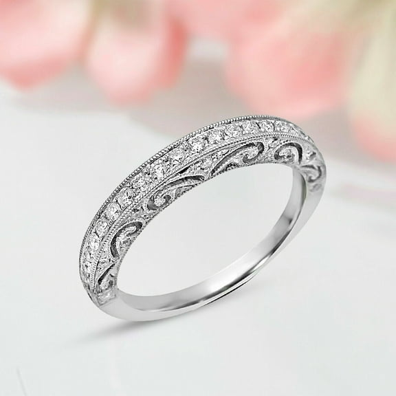 Women's Adorable Band Ring 2CT Round Cut Lab Created VVS1/D Diamond Ring Women's 14K White Gold Plated 925 Silver