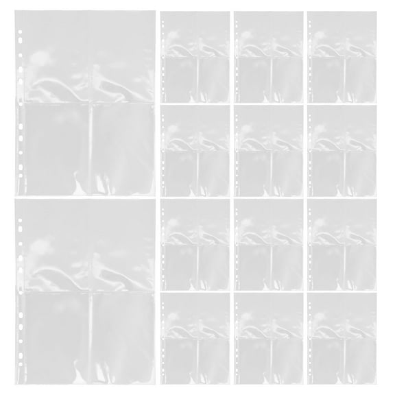 Masteelf 30pcs 4 Pocket Card Pages Trading Card Protector Sheets Baseball Card Binder Sheets Trading Card Binder Pages 4 Holes Card Sleeves for Easy Access