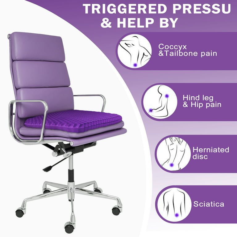 Gel Seat Cushion for Long Sitting Tailbone Pain Office Chair Car Wheelchair