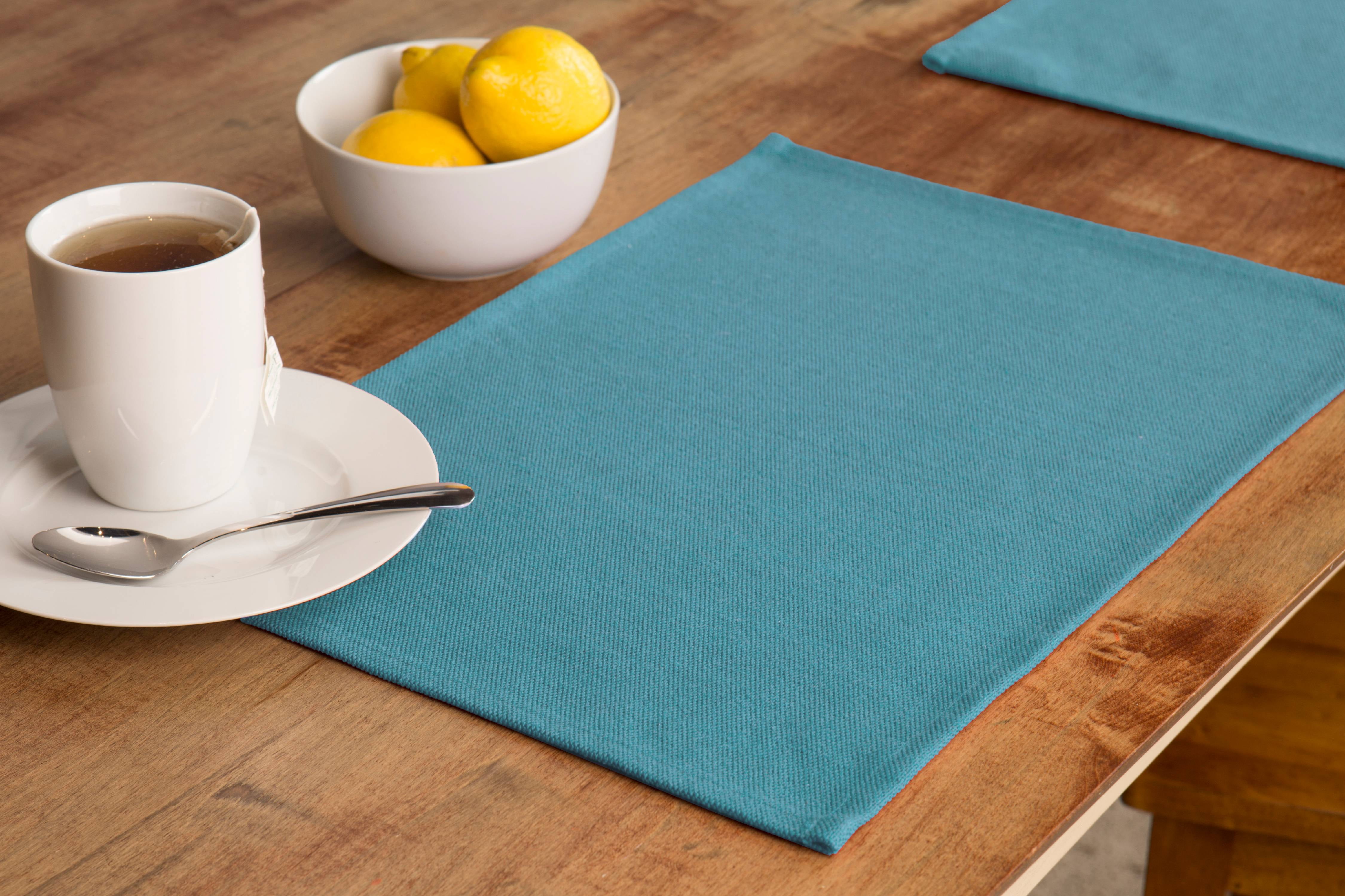 Mainstays Woven Blue Solid Placemats, Polyester Cotton Blend, 13 in x