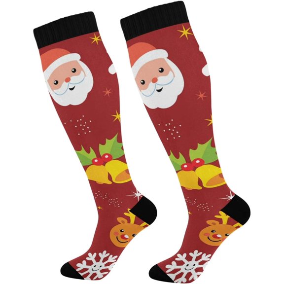 GZHJMY Christmas Compression Socks, Women Men Long Stocking (20-30mmHg), Travel Knee High Stockings for Athletic Sports,Running,Cycling,Nursing