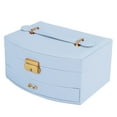 thumbnail image 4 of Teqhome Jewelry Organizer Box for Women Girl Wife 2-Layer PU Leather Travel Jewelry Storage Case with for Earrings Bracelets Rings Necklaces (Blue), 4 of 12