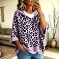 thumbnail image 2 of KHONTS 3/4 Sleeve Leopard Sweaters for Women Lightweight Pullover Sweater Hoodie Casual Loose Drawstring Oversized Fall Outfits Purple XXXXL, 2 of 5