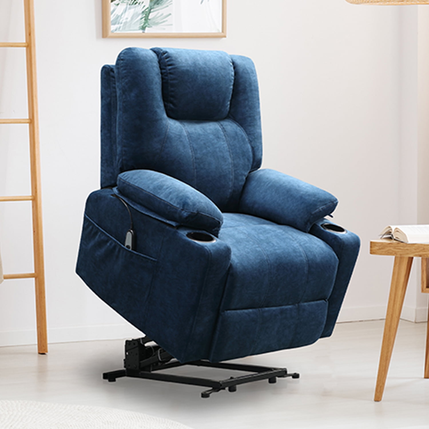 Kadyn Modern Lift Chair, Fabric Lift Chairs Recliners for the Elderly, Electric Recliner Chairs with Modern Padded Arms and Back, Blue