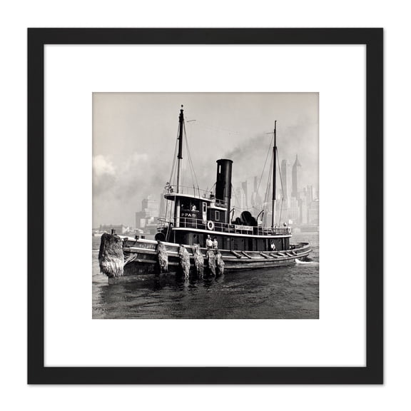 Abbot Watuppa Steam Boat New York Photo 8X8 Inch Square Wooden Framed Wall Art Print Picture with Mount