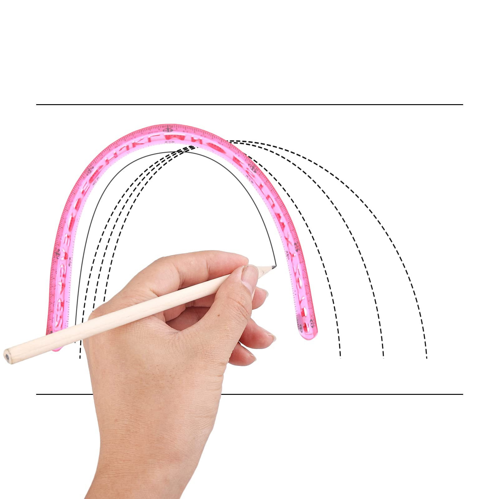 Denhf 1Pc Flexible Ruler, 12 Inch Clear Bendable Ruler with Centimeters and Inches, Soft Plastic Ruler for Teacher Office Supplies, Classroom Must Haves, Studying Essentials, 30cm, Pink