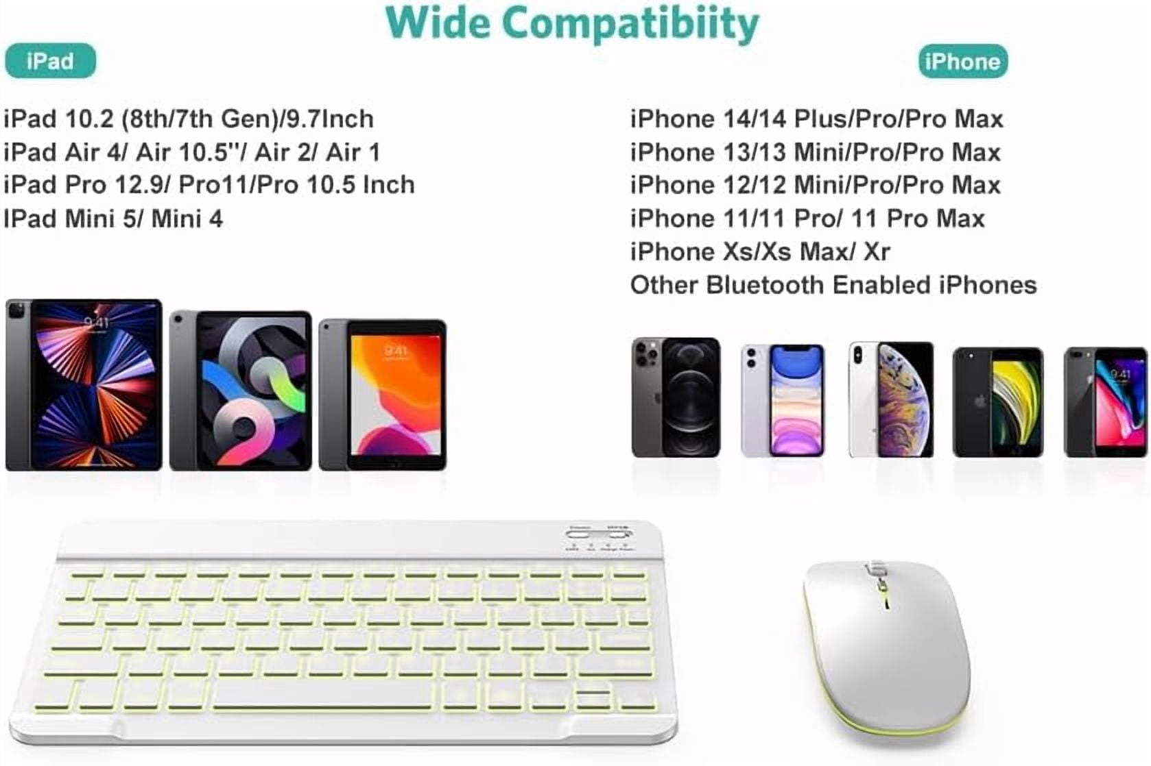 Innotech SC Rechargeable Bluetooth Keyboard and Mouse Combo-7-Color Backlit Ultra-Slim Portable Compact Wireless Mouse Keyboard Set for Android Windows Tablet Cell Phone iPad 13 and Above-Blue