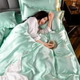 thumbnail image 5 of Cooling Ice Silk Duvet Cover – King Size 90x78 Inch Breathable Polyester Quilt Case – Soft Washed Finish for Hot Sleepers,Green, 5 of 6