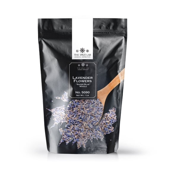 The Spice Lab Whole Lavender Flowers "Super Blue" Spice - All Natural Kosher Non GMO Gluten Free Spice - 5090 - 1 lb Resealable Bag