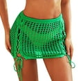 thumbnail image 1 of Gibobby mini faldas de tul para mujer Cubiertas de traje de baño huecas Cubiertas sexy de playa de punto con borlas(Verde, S), 1 of 4