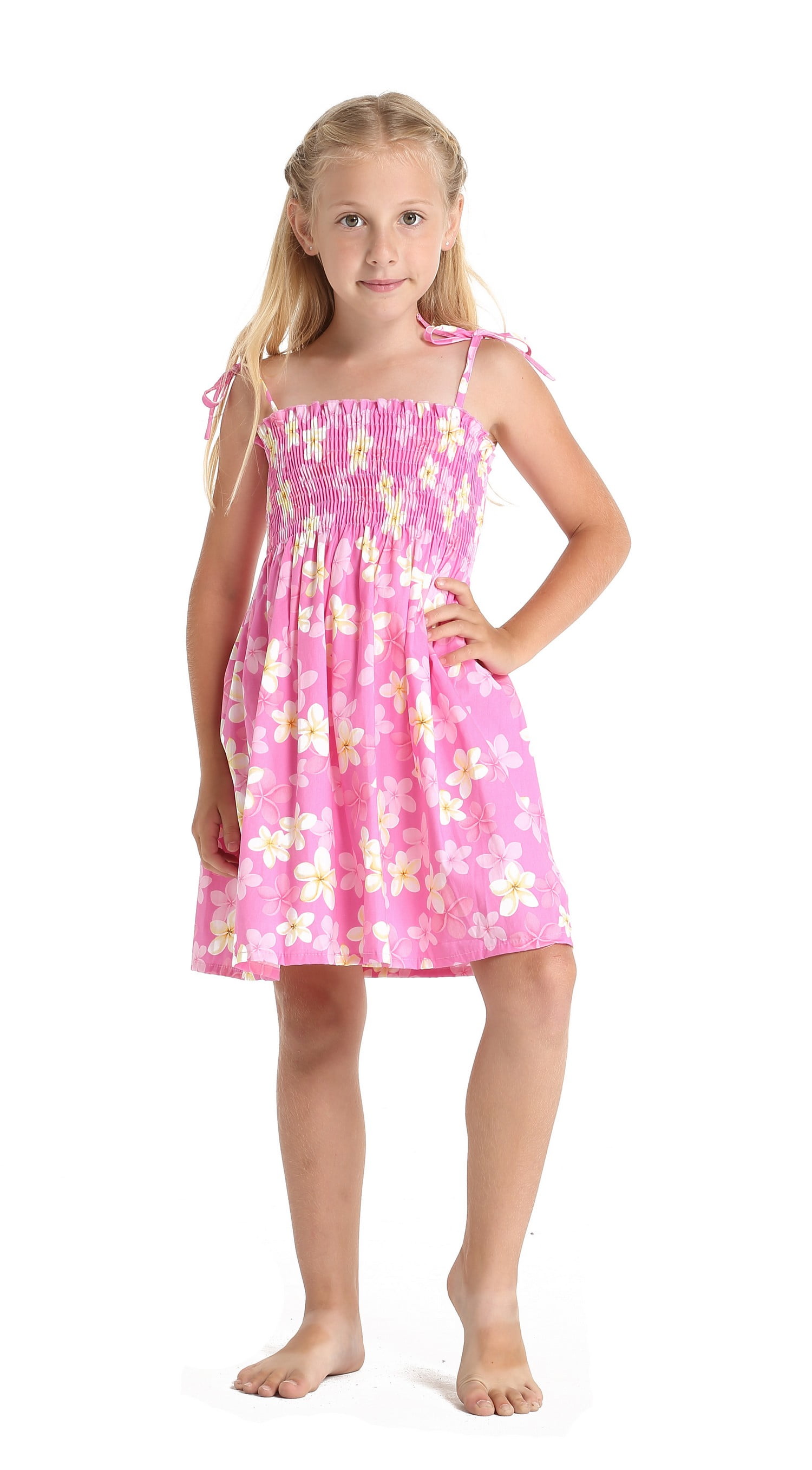 Made in Hawaii Girl Elastic Hawaiian Luau Dress in Plumeria Floral in Assorted Colors  Walmart