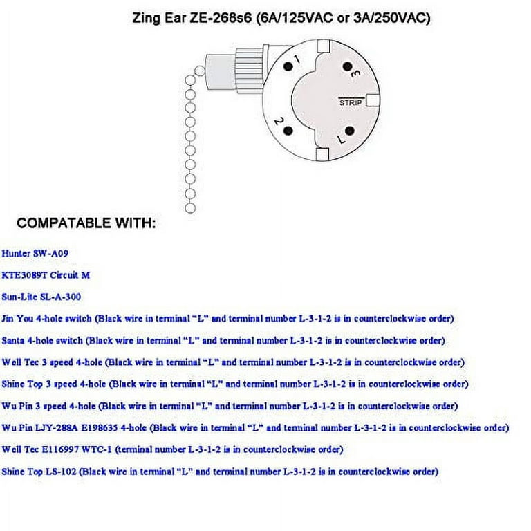 Zing Ear Ze 268s6 Ceiling Fan Switch