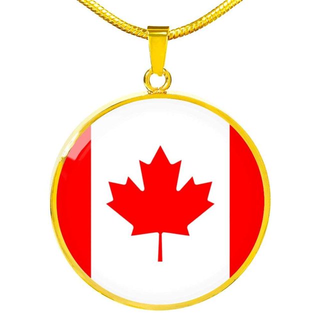 Collier Drapeau du Canada en Acier Inoxydable Ou or 18 Carats 18-22"