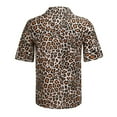 thumbnail image 6 of ClodeEU Men'S Baggy Beach Leopard Print Short Sleeve Button Retro T Shirts tops Blouse (Brown L), 6 of 6