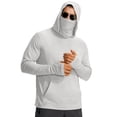 thumbnail image 2 of Fishing Hoodie Men Long Sleeve Sun Protection Shirts with Integrated Face Lightweight Rash Guard Shirts with Pocket White 2XL, 2 of 5