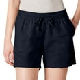 thumbnail image 2 of Women's Shorts,Womens 5 Inch Inseam Drawstring Linen Blend Short,Hiking Shorts Women(Color:Blue,Size:XL), 2 of 7