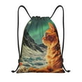 thumbnail image 1 of Xecao Space Adventurer Cat Pattern Sports Drawstring Backpack - String Swim Gym Bag with Wet Proof Pocket for Women&Men-Small, 1 of 6