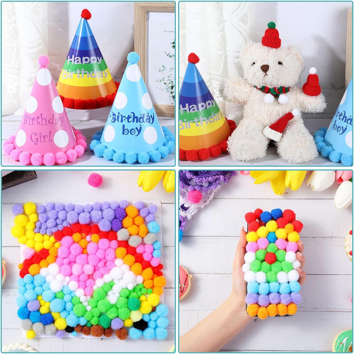 10000 Pcs Multicolor Pom Poms for Crafts 1 cm Fuzzy Craft Balls for Family Classroom DIY Creative Christmas Decorations
