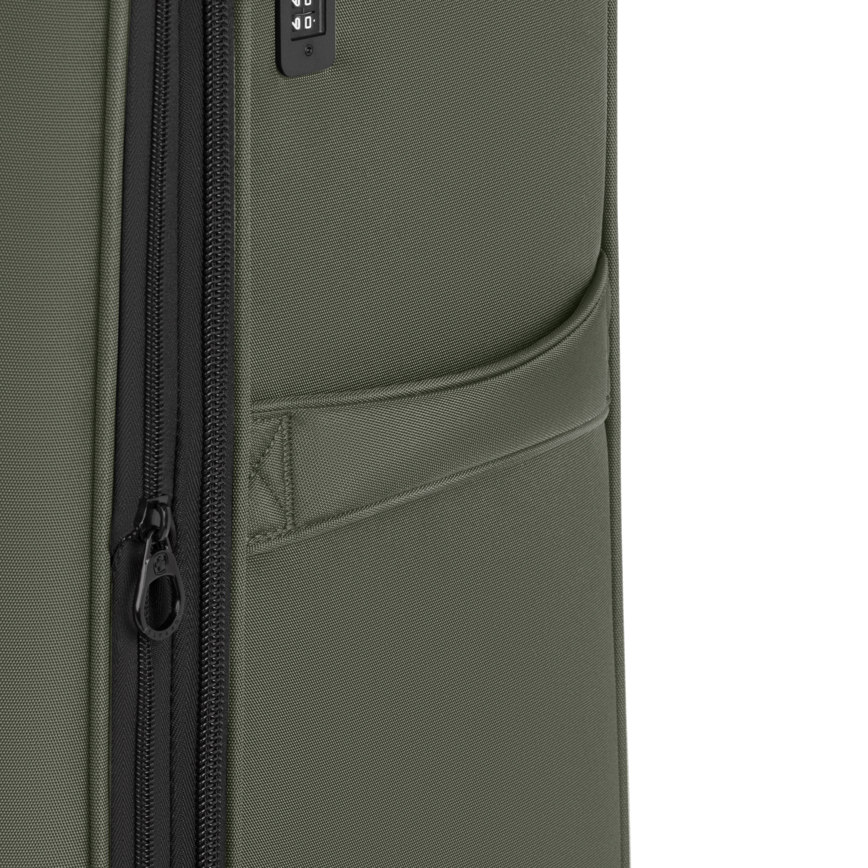 SWISSGEAR Stride Expandable Medium Checked Spinner Luggage, Olive Green, 8 Wheels & Built-in TSA Lock