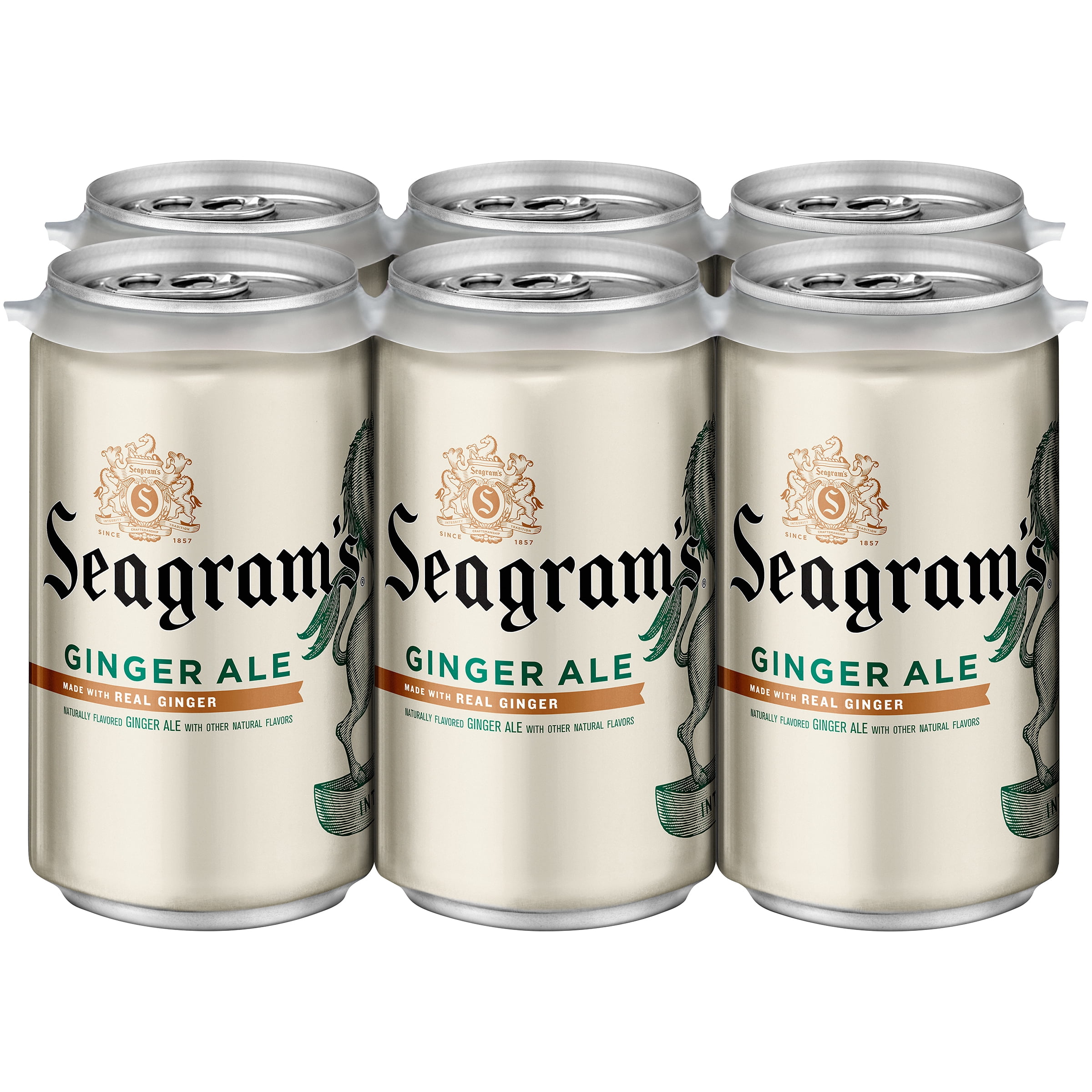 Seagram's CaffeineFree Ginger Ale MiniCans Soda, 7.5 Fl. Oz., 6 Count