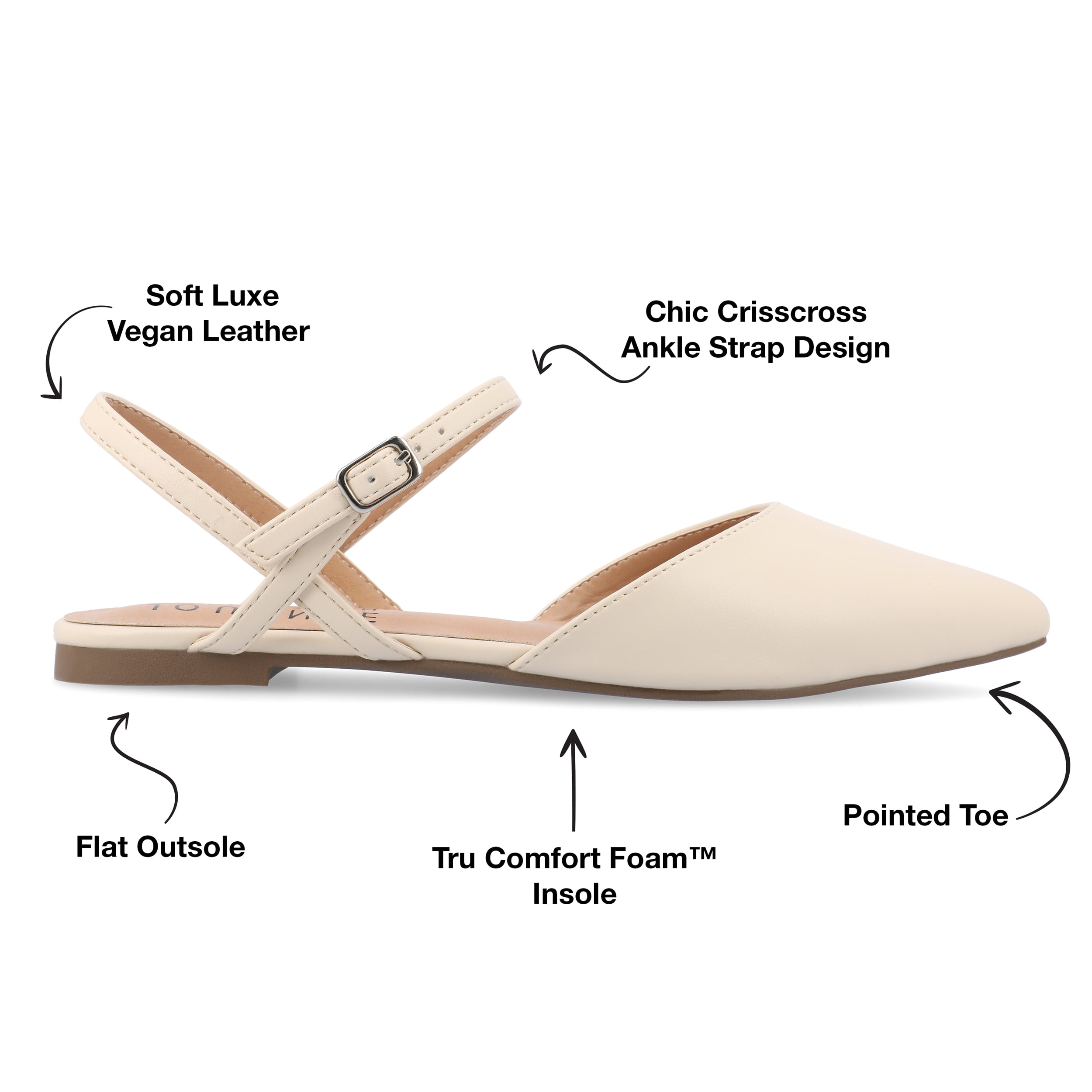Journee Collection Women's Martine SuperNatural Shades Tru Comfort Foam Buckle Pointed Toe Flats