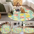 thumbnail image 5 of Summer Fruit Round Area Rug 3.3Ft Washable Circle Rugs for Dining Room Table, Spring Botanical Lemon Peach Green Non-Slip Carpet Floor Mats Indoor Outdoor Carpet Runner Aesthetic Home Decor, 5 of 8