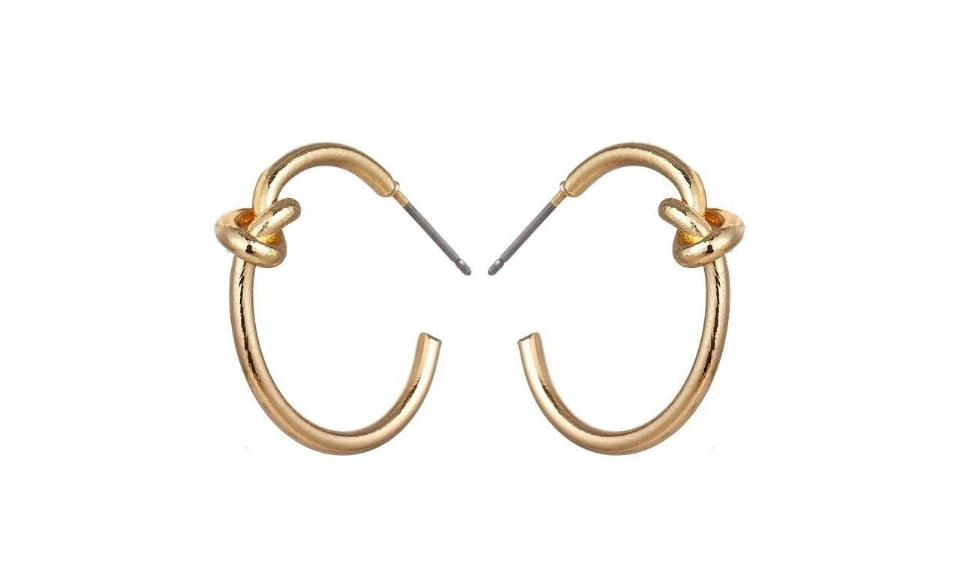 Gold Friendship Knot Hoop Earrings