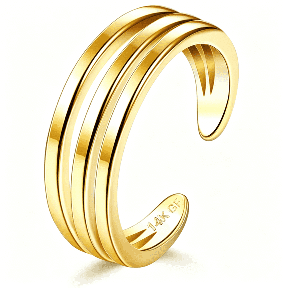 DESIGNICE 14K Gold Plated Toe Rings Adjustable Toe Ring for Women Thin Toe Rings Minimalist Open Band Toe Ring Summer Beach Foot Jewelry