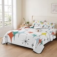 thumbnail image 2 of Twin Quilt Set 68''x86'', Middle Century Lightweight Summer Bedspread Coverlet Set with 2 Pillow Shams, Boho Abstract Art Teal Orange Rhomboid Breathable All Season Quilt Bedding for Dorm/Bedroom, 2 of 9