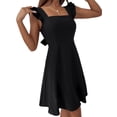 thumbnail image 3 of Lucakuins Vestido de mujer, vestido de verano con cuello cuadrado y espalda descubierta, minivestido de verano para fiesta Lucakuins moda, 3 of 6