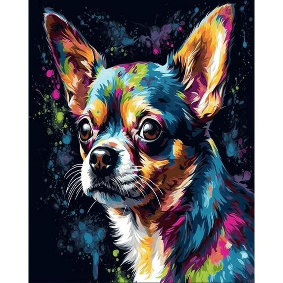 Paint by Numbers Kit for Adults -Chihuahua - on Canvas with Brushes Acrylic Pigment DIY Oil Painting for Home Wall Decor (40x50cm/16x20 inch)-