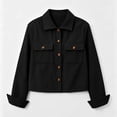thumbnail image 4 of Women Cropped Corduroy Shacket Button Down Collared Long Sleeve Casual Fall Shirt Jacket with Flap Pockets M, 4 of 6