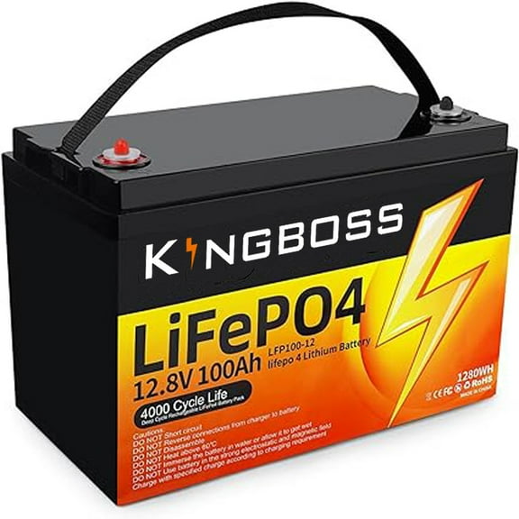 12.8V 100Ah LiFePO4 Battery, Lithium Battery Built-in 100A BMS 1280Wh, Deep Cycle Maintenance-Free Battery, Iron Phosphate Battery for RV, Solar, Trolling Motor, Camping, Off-Grid System