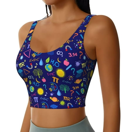 Picia Mathematics And Chemistry Sports Bra for Women Padded Strappy Sports Bras Medium Support Yoga Bra with Removable Cups Running Yoga Bra-Small