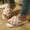 Khaki, variant on Women's Open Toe Fuzzy House Slippers Checkered Pattern Plush Footbed Non-Slip Sole for Bedroom Living Room Home Office(Wine,36-37)