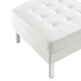 thumbnail image 3 of Modway Loft Tufted Vegan Leather Upholstered Living Room Ottoman in Silver White, 3 of 7