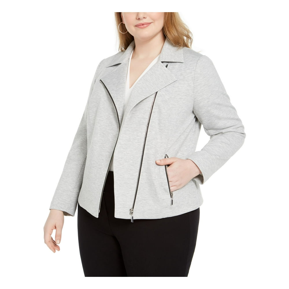 Bar III - BAR III Womens Gray Zippered Jacket Size 1X - Walmart.com