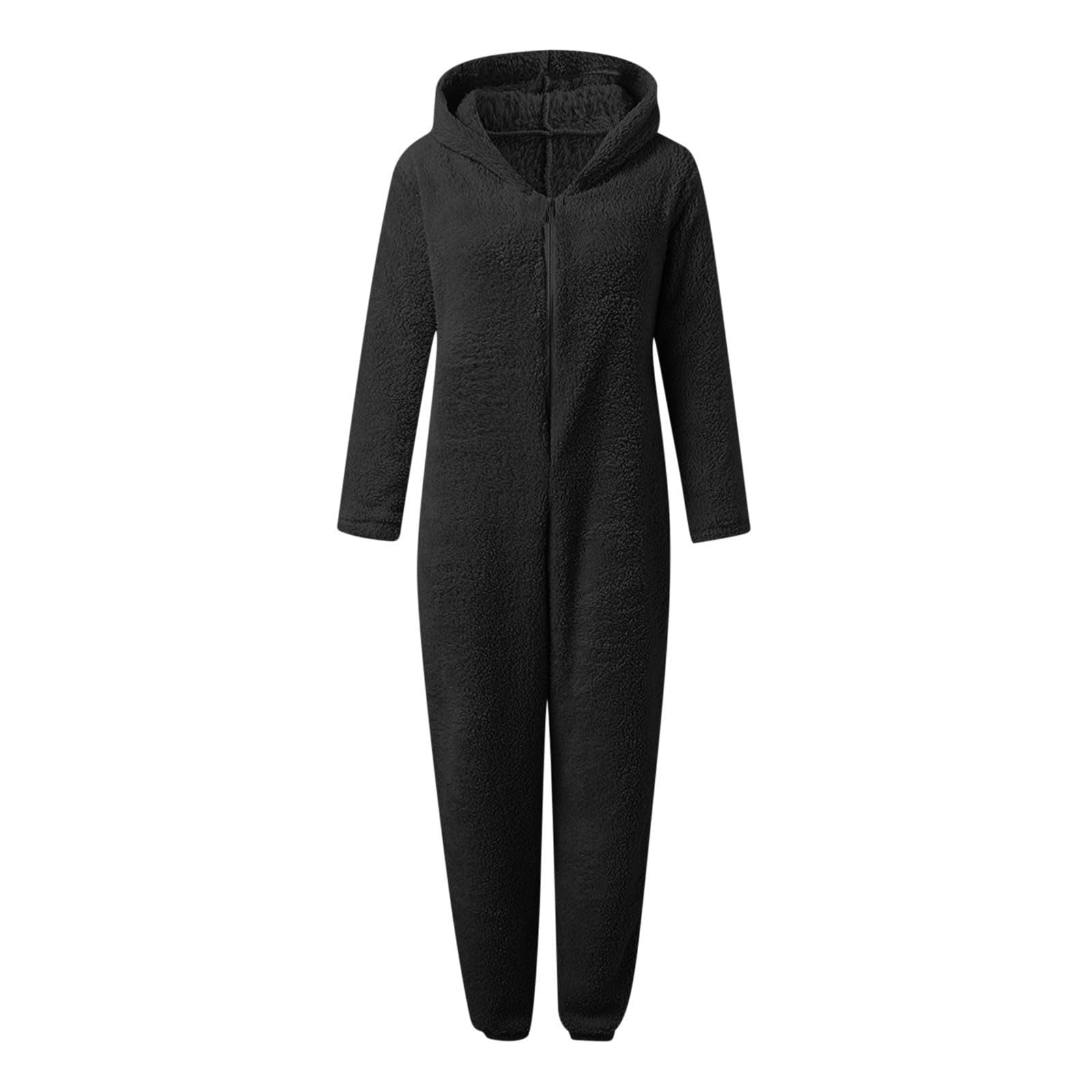Otqutp Girls Fleece Onesie Fleece Warm Sherpa Bed Jumpsuit Kids Cute Plain Zip up Long Sleeve Soft Hooded Romper for Winter