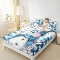 thumbnail image 4 of Manfei Cute Christmas Snowman Twin Sheet Sets,Rustic Branch Twin Fitted Sheet,Blue White Flat Sheet For Girl Kids,Breathable Home Decor,3-Piece, 4 of 7
