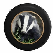 Badger in the Field  Jeep RV Camper Spare Tire Cover Black 31 in
