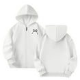 thumbnail image 4 of CPNG Children Girls Bow Print Tracksuits Set Full Zip Long Sleeve Hooded Active Jackets & Jogger Pants Suits 2 Piece Sweatsuit(White,11-12 Years), 4 of 8