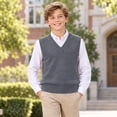 thumbnail image 6 of FASHOFT Boys Sweater Vest School Uniform Sleeveless Sweaters Solid Kids Knit Vest V neck Sleeveless Pullover Sweaters Tops 6-7 Years, 6 of 6