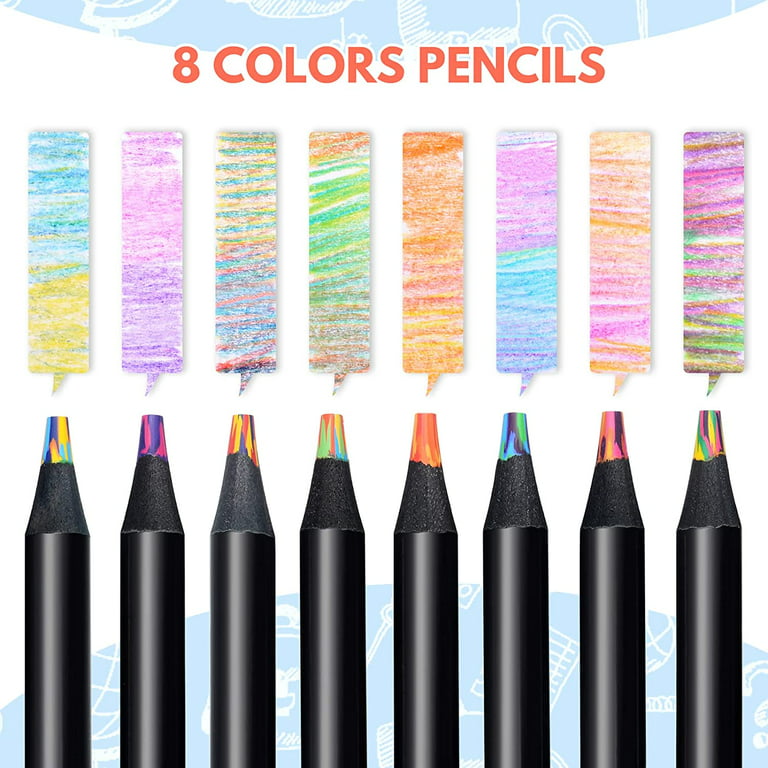Nsxsu 8 Colors Rainbow Pencils, Jumbo Colored Pencils for Adults and Kids,  Multicolored Pencils for Art Drawing, Coloring, Sketching 