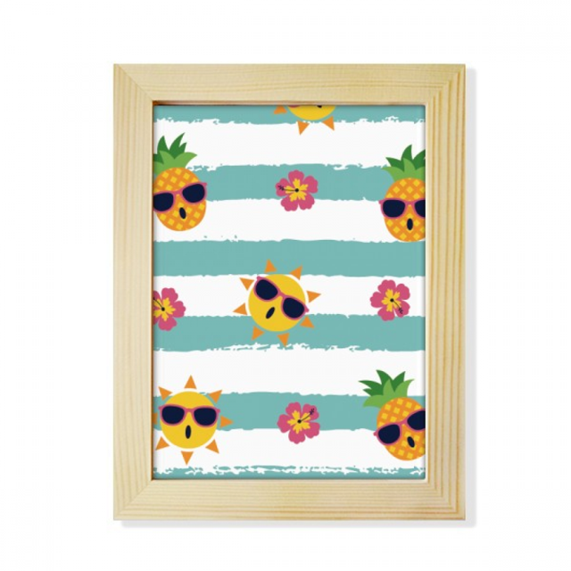 Pineapple Sun Glass Flower River Desktop Adorn Photo Frame Display Art Painting Wooden