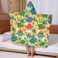 thumbnail image 5 of Colorful Dinosaurs Palm Trees Pattern Hooded Bath Towel，50"x30" for Ages 3 To 12 Kids, Quick Dry Lightweight Soft Microfiber Hood Beach Towel Cover Up for Kids, 5 of 7