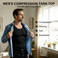 thumbnail image 6 of Men's Compression Shirt Stretch Tank Top Undershirt Abdomen Workout Vest, Black, AK5315, 6 of 7