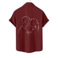 thumbnail image 4 of Mens Manga Corta Botón Abajo Camisas, Cuello de Vuelta Impresa Blusa, Top de Verano de la Moda Casual, 4 of 9